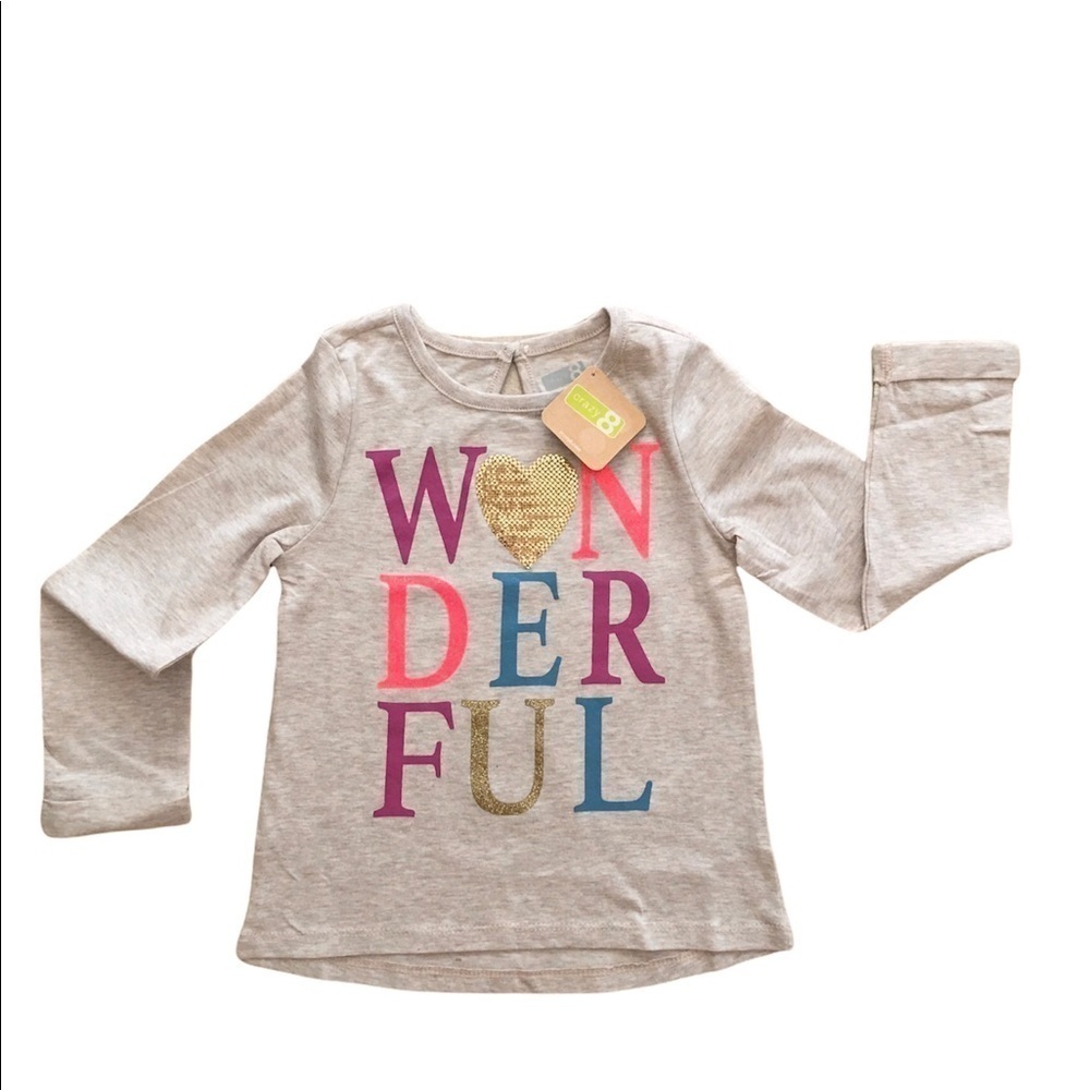NEW Crazy 8 Toddler Girls Tee Graphic Top WONDERFUL Long Sleeves 3T